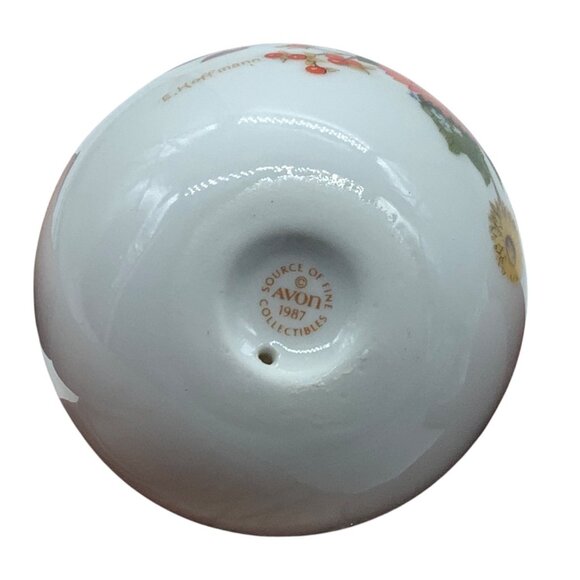 Vtg Avon 1987 Autumns Colors Porcelain Egg E. Hoffmann Floral Wooden Stand 4” - Picture 3 of 6